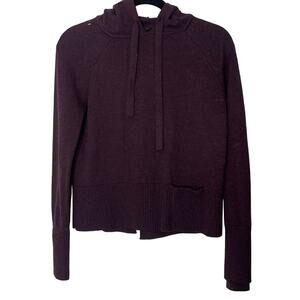 Athleta Verona Knit Wool Blend Hooded Sweater Purple Plum Size XXS